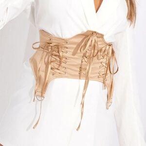 Nude Triple Lace Up Corset Belt